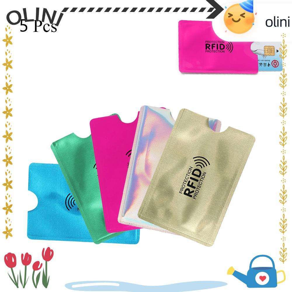 OLINI 5 ชิ้น กระเป๋าสตางค์และซองใส่บัตร อลูมิเนียม พร้อมฟังก์ชันการอ่านระยะไกล