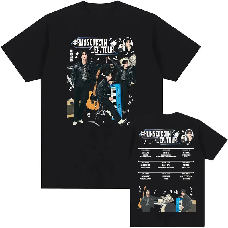 เสื้อยืด Jin RUNSEOKJIN EP TOUR เสื้อยืดพิมพ์ลายกราฟิกนักร้องเกาหลี แขนสั้น ผ้าฝ้าย สำหรับผู้ชาย/ผู้