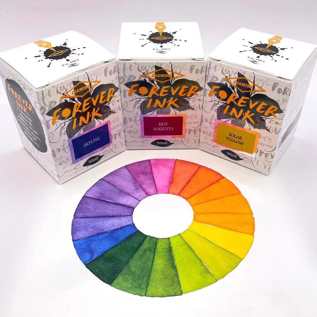 หมึกกันน้ํา Diamine Eternal Series 50ML หมึกสีทนแสง Ocher Red Raven Black Diamine