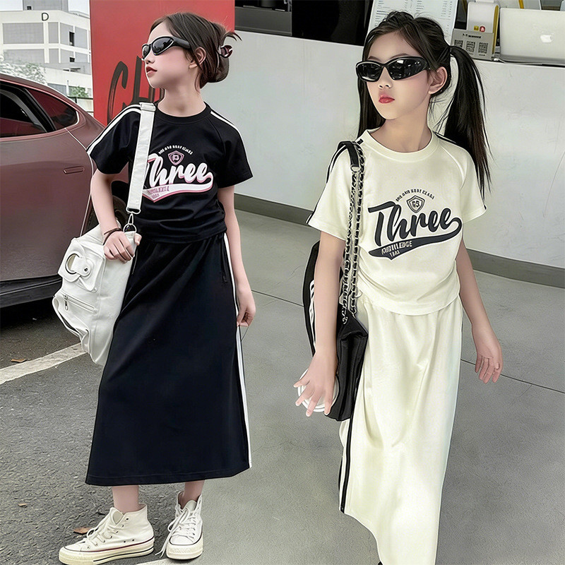 ชุดกระโปรงแขนสั้นสไตล์เกาหลี ขนาด 130-170 ซม. เหมาะสำหรับวัยรุ่นและคนโตในฤดูร้อน