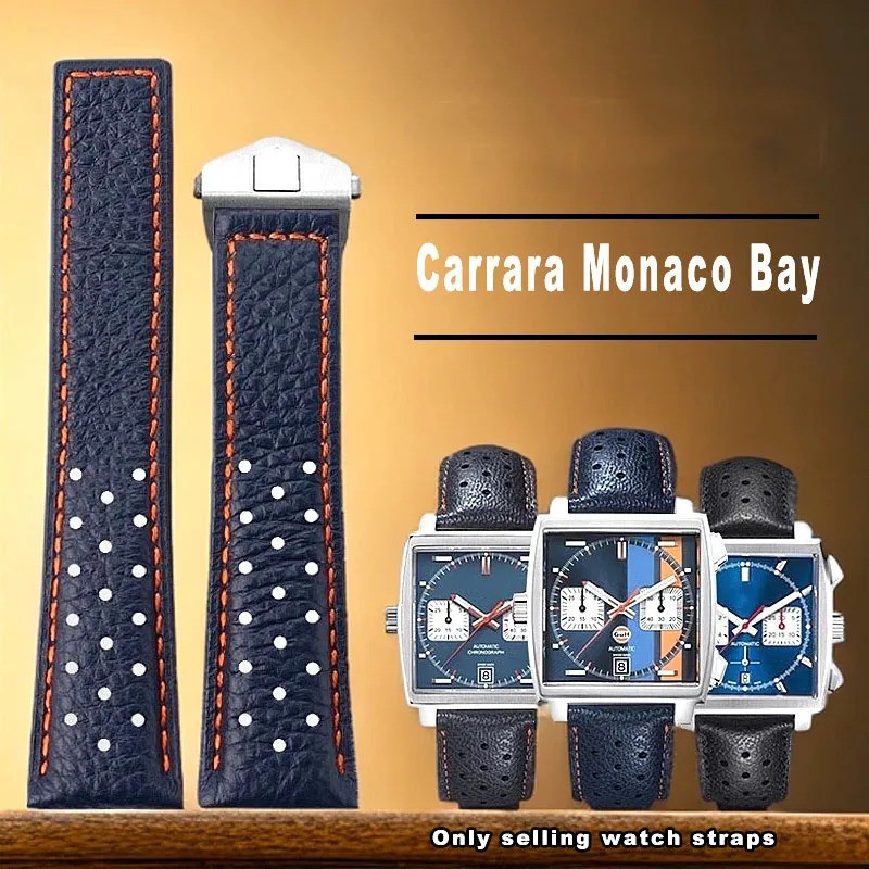 สําหรับ TAG Heuer Monaco Carrara Watchband CAW211M 211P CAW211R 211T breathable วัวหนังผู้ชายหัวเข็ม