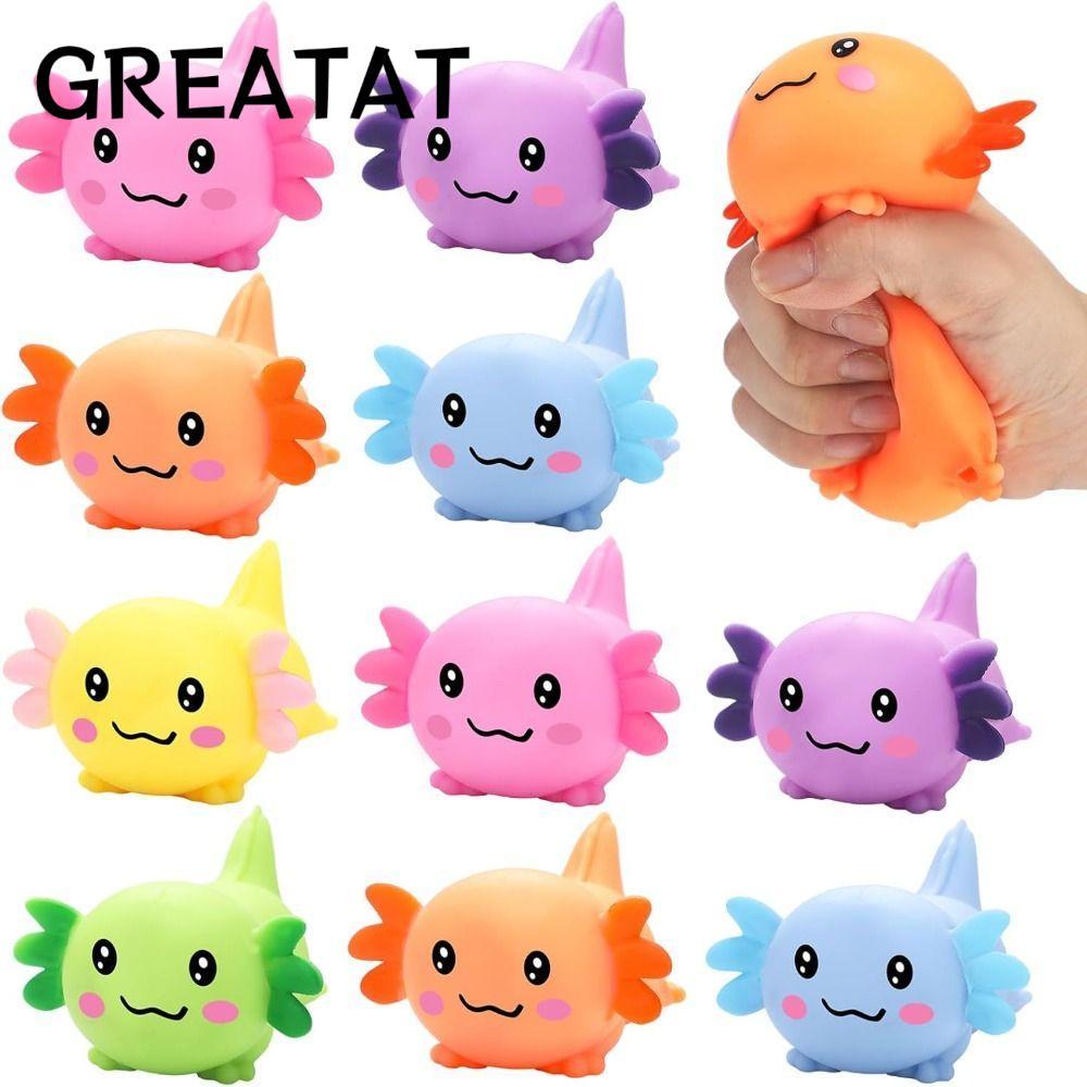 GREAT Squishy Stress Glitter, Glitter Sugar Filled Axolotl Squishy ของเล่น, Soothing Texture รูปร่าง