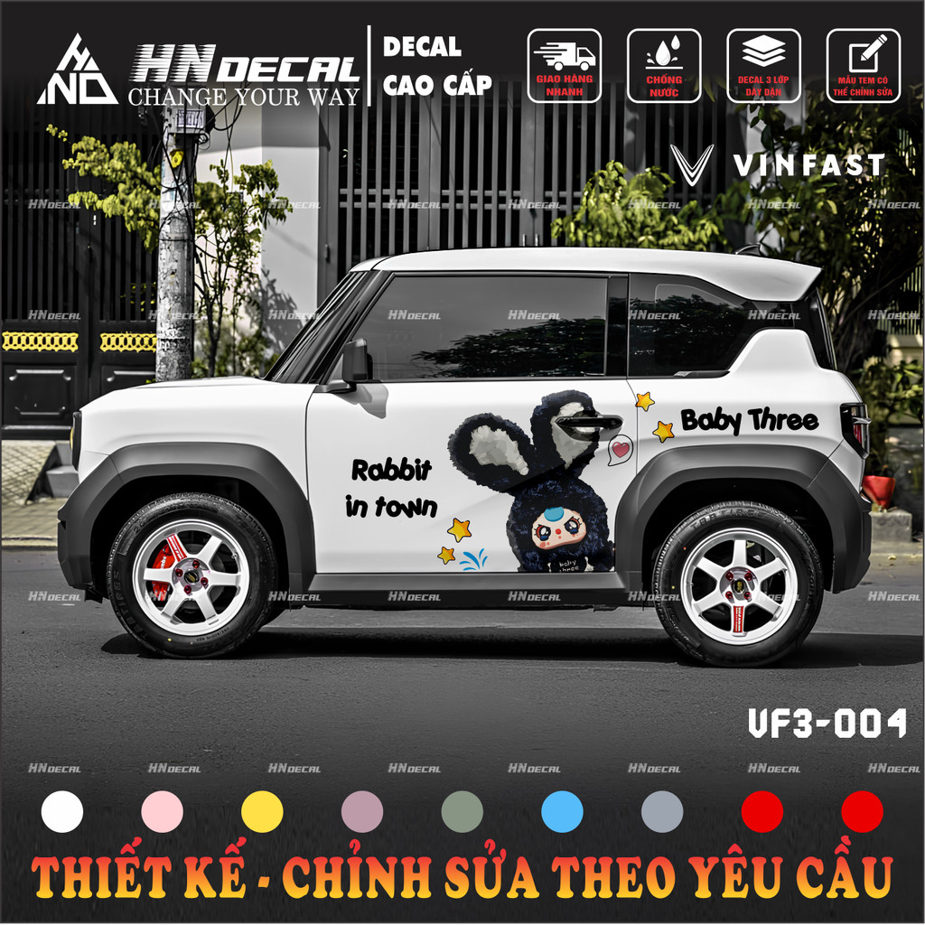 Vf3 สติ๊กเกอร์ติดรถ - vf3 ที่รัก สาม แบบอย่าง รูปลอกรถ หลากสี สติ๊กเกอร์ 1 ชุดทั้งสองด้าน (รุ่น vf3 