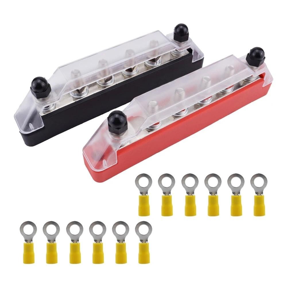 150A 12V Bus Bar Marine 12V - 48V Power Distribution Block พร้อมฝาครอบ & 6 x 1/4(M6) โพสต์,แบตเตอรี่