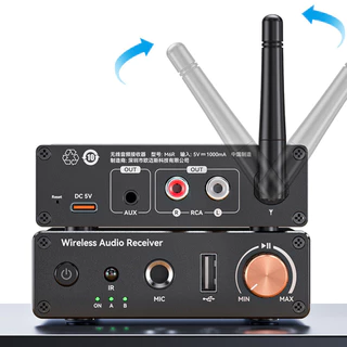 เครื่องรับสัญญาณเสียงไร้สายบลูทูธ 6.0 สเตอริโอ พร้อมพอร์ต AUX/RCA/MIC และชิปเสียงคุณภาพสูง