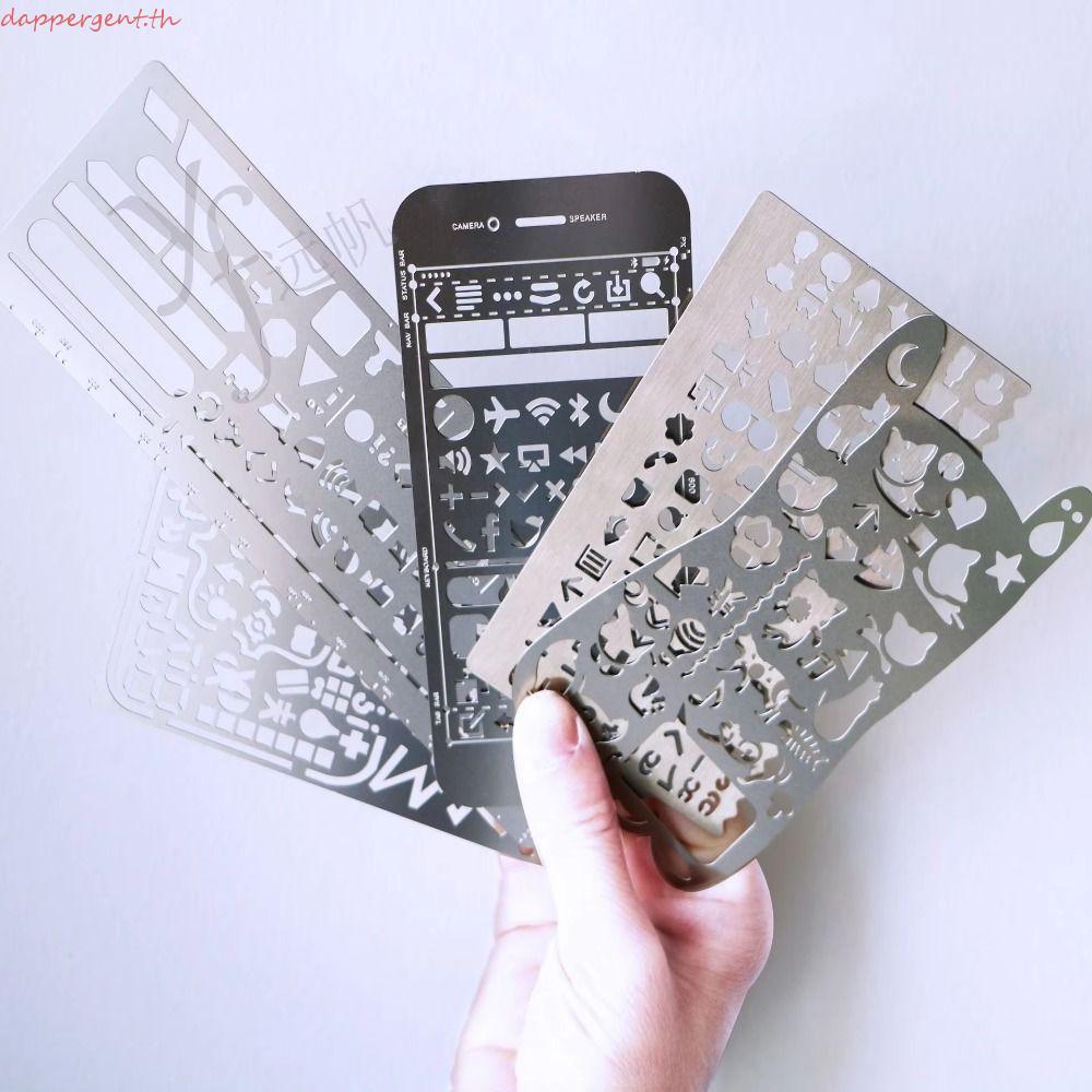 DAPPERGENT Hollowed Out Ruler, School Projects Cat Shape Template Ruler, Multifunctional Stainless S