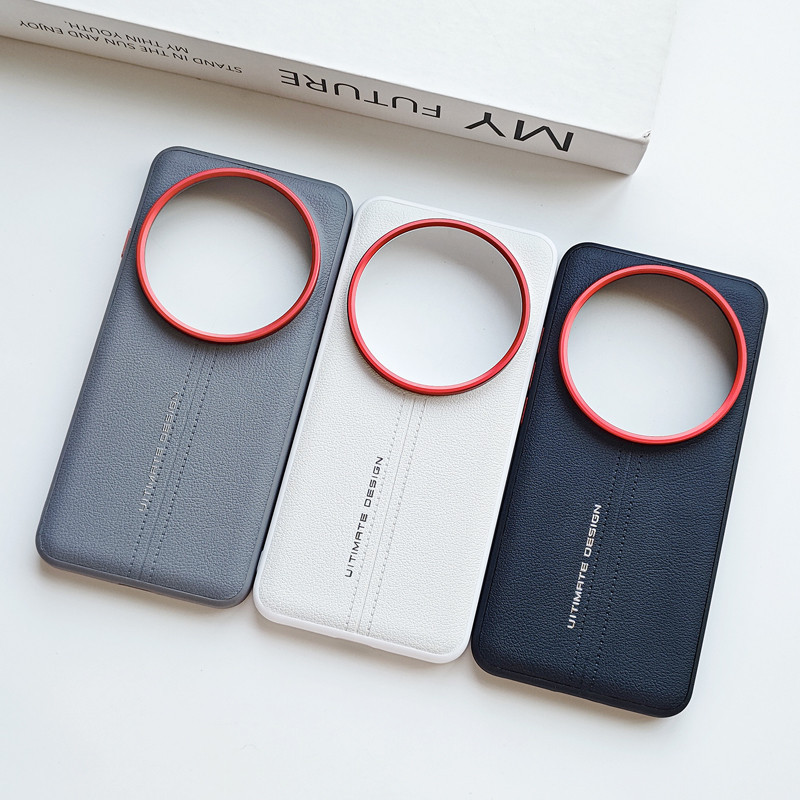 สําหรับ Xiaomi 17 Ultra Case ELVEV ทนทานหนัง PC เลนส์โลหะขอบ Stitchs รูปแบบฝาครอบโทรศัพท์
