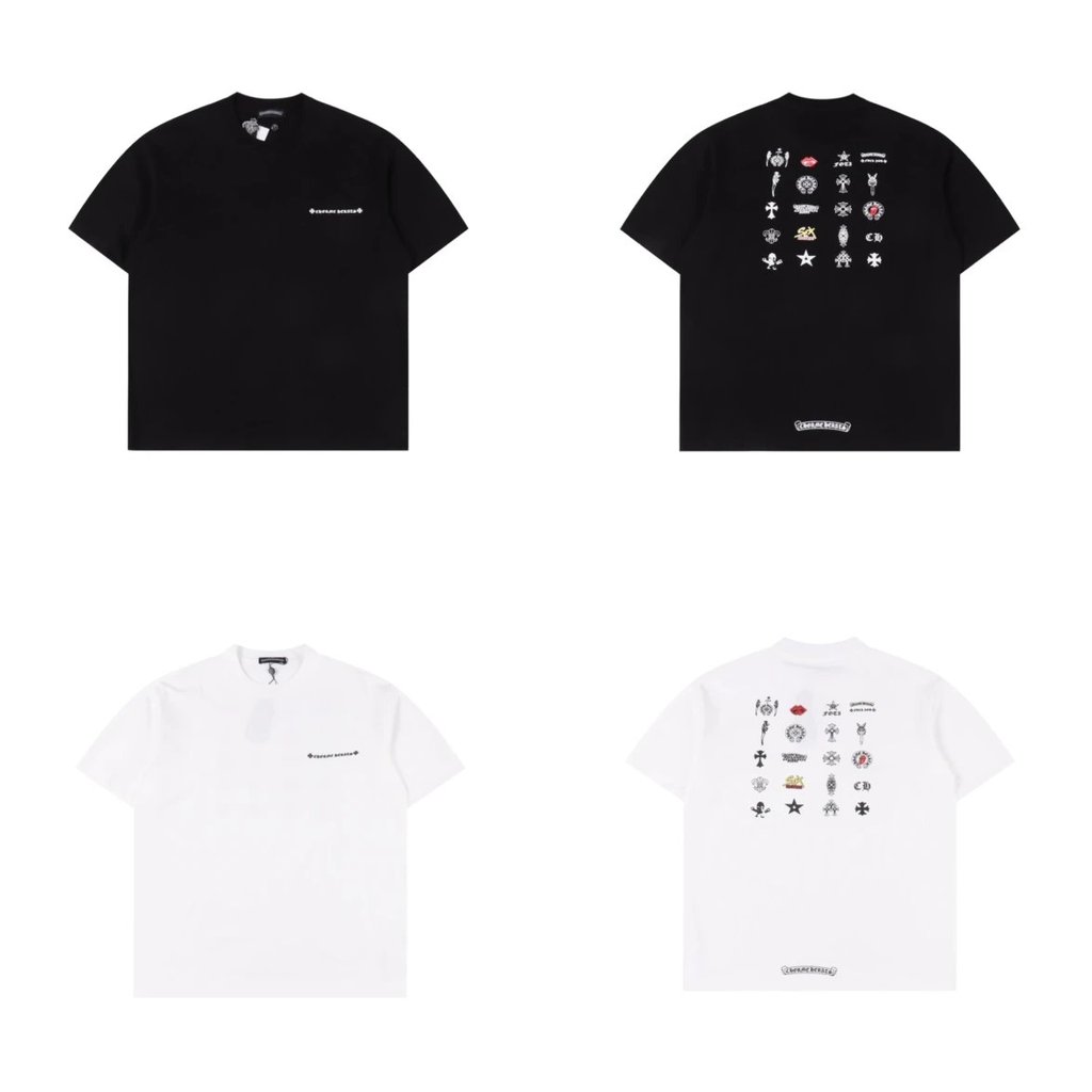 Chr0me Herras CH K Luo Xin 25SS แขนสั้นสำหรับทั้งผู้ชายและผู้หญิง ผสมผสานสไตล์คลาสสิกและกีฬา