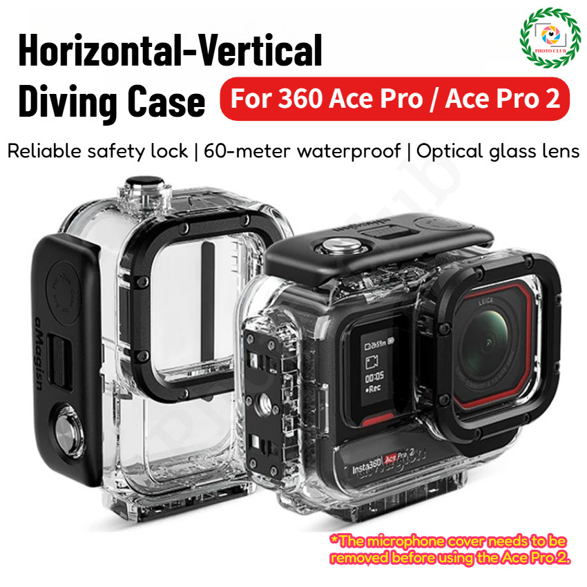 60M กรณีดําน้ําสําหรับ Insta360 Ace Pro 2 / ใต้น้ําป้องกันกรณีสําหรับ Insta360 ace pro ดําน้ําฝาครอบ