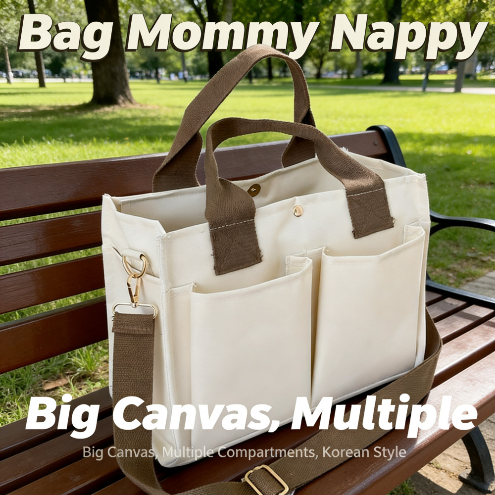 Bag Mommy Nappy Korean Compartment Big Canvas Mommy