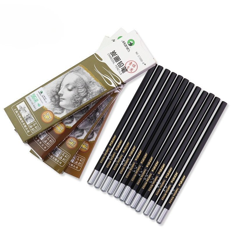 Angel Mark Maries C7300 Sketch Charcoal Pencil 12 ชิ้น Soft/Medium/Hard/Extra-soft Drawing - รูปที่ 5