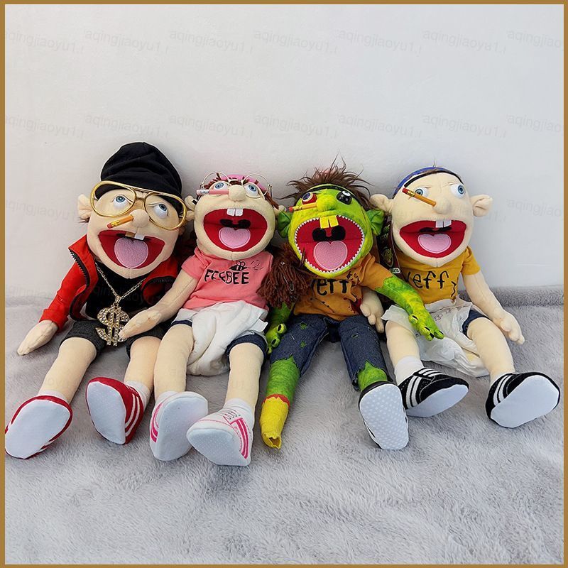 HQ Jeffy และ Fee Jeffbee ตุ๊กตาตุ๊กตาของขวัญเด็กหุ่นมือ Zombie Jeffy Rock Jeffy Joseph Cody Junior ข