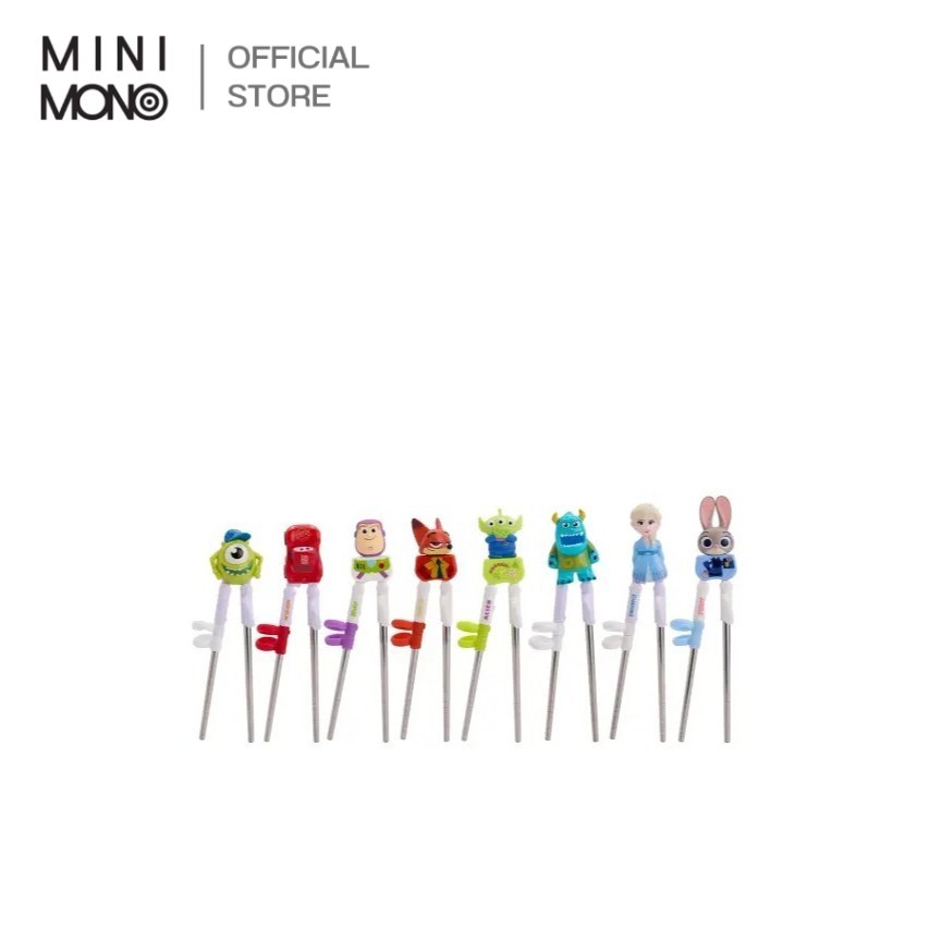 Mini Mono  ตะเกียบสแตนเลส พร้อมตัวช่วยจัดระเบียบนิ้วสำหรับเด็ก Disney Officially Licensed