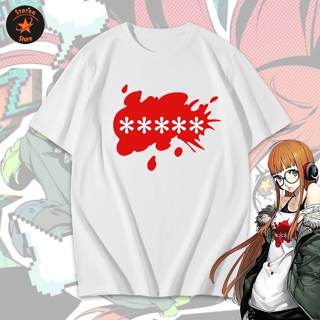 Persona 5 Futaba Sakura อะนิเมะเสื้อยืด Unisex อะนิเมะเสื้อยืดทําจากผ้าฝ้ายหวีพรีเมี่ยมสบาย