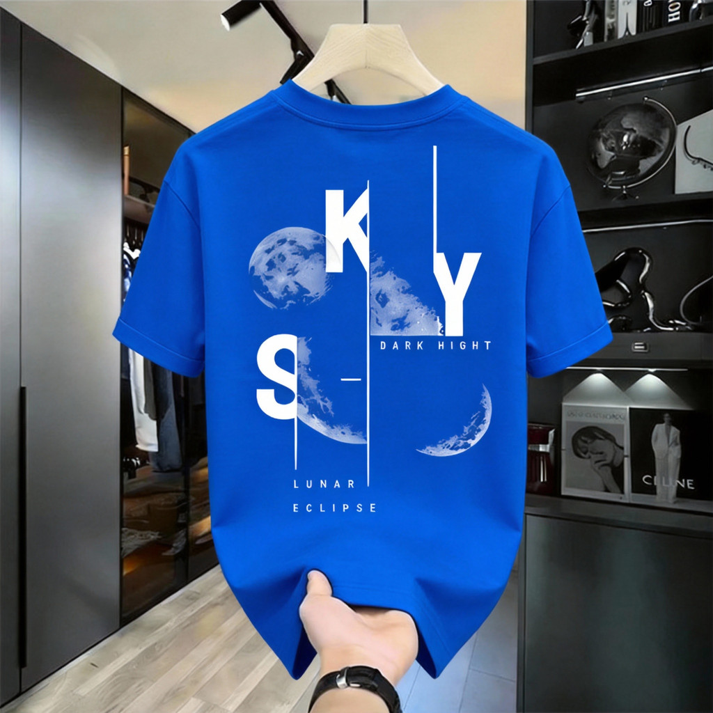 TEE·SHOP เสื้อยืด oversize เสื้อเท่ๆ เกาหลี “SKY Moon” เสื้อแฟชั่นใ เกาหลีสไตล์ พิมพ์ลาย ผ้านิ่มใส่สบาย S-3XL COD ราคา ถูกที่สุด ดีลบีเคเค แกลเลอรีภาพที่ 6
