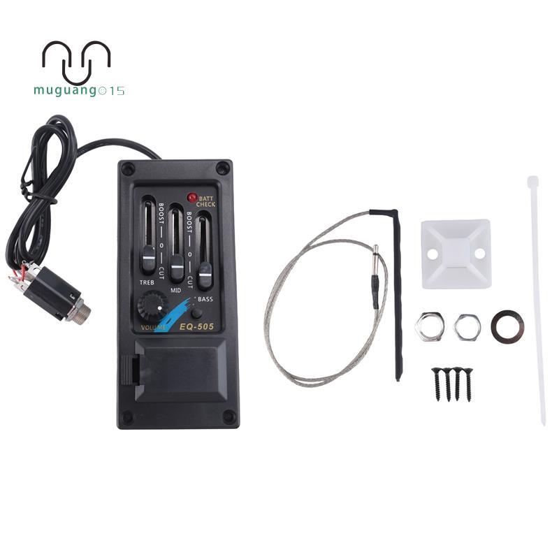[ขาย M5]EQ-505 Guitar Saddle Pickup 3 Bands EQ Equalizer มือซ้ายอะคูสติกกีตาร์ Preamp System Equaliz