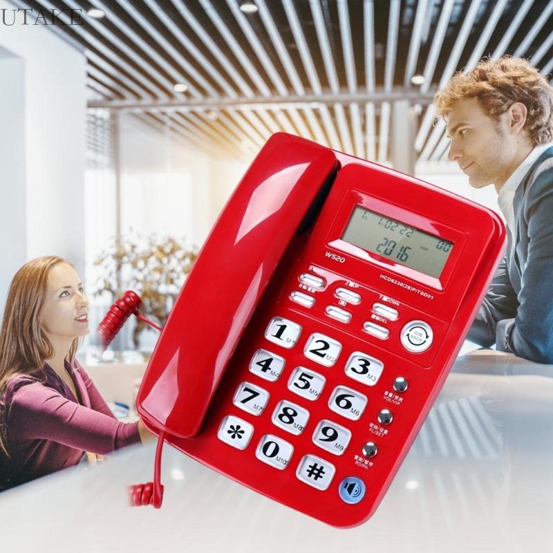 Utake โทรศัพท์สํานักงานพลาสติกสําหรับงานหนักพร้อมฟังก์ชั่นโทรศัพท์ลําโพงจอแสดงผล Calller