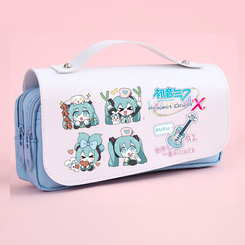 MIKU Merchanted Pencil Case Virtual Anchor Pencil Case Junior High School Large Capacity Canvas Stat