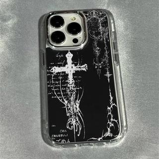 Dark Art Cross กรอบนุ่มเคสโทรศัพท์สําหรับ IPhone 17 16 Pro Max 15 14 13 12 11 XS X XR 7 8 Plus 16e SE2 Air กันกระแทก
