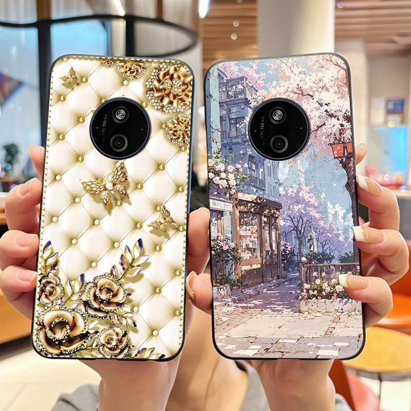 สําหรับ Nokia 110 4G 2024/HMD 110 4G/Nokia 125 4G 2024 Anti-Scratch Soft Black Case Black Cat Holdin