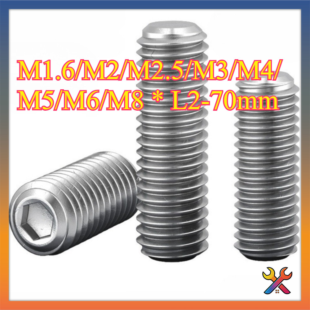 304 สแตนเลสสกรู ปลายเรียบ ขันแน่น สกรู M1.6/M2/M2.5/M3/M4/M5/M6/M8 * L2-70 มม. YCD(-Y)