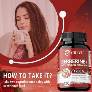 อาหารเสริม GREEP Berberine - พรีเมี่ยม Berberine Hydrochloride 1200 มก. เสริมอบเชย Ceylon 30/60/120 แคปซูล Made in USA Non-GMO ปราศจากกลูเตน