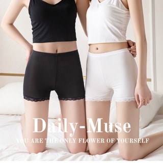 Daily-Muse กางเกงขาสั้นนิรภัยป้องกันการเผยผิว ตกแต่งด้วยลูกไ…