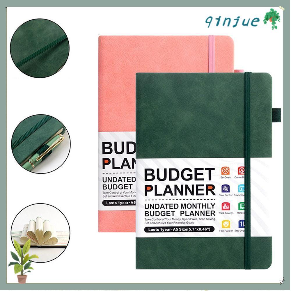 QINJUE Schedule Books, Multifunctional Portable Cash Budget Planner Notebook, A5 Budget Book English