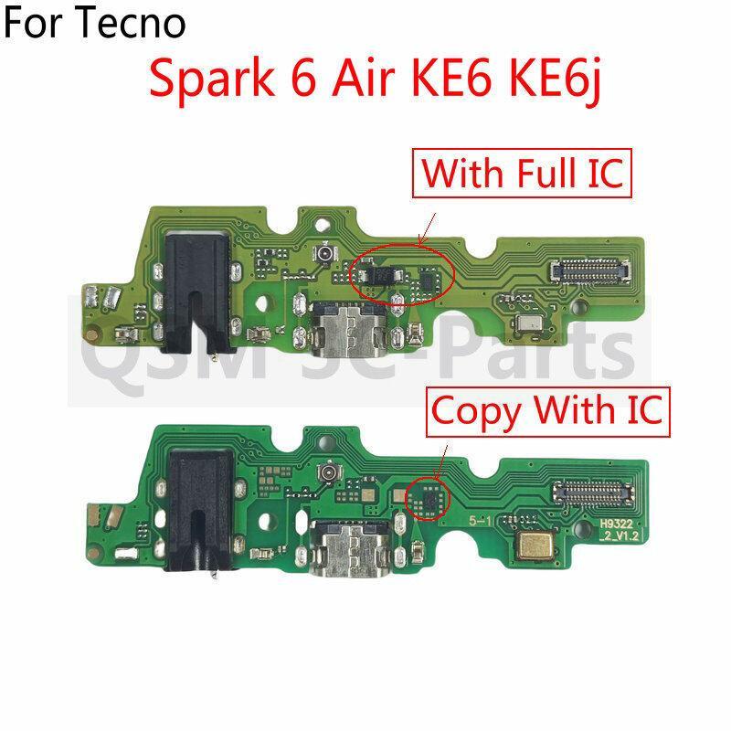 สําหรับ Tecno Spark 6 Air KE6 KE6j USB ชาร์จ Dock Charger พอร์ตปลั๊กหูฟังแจ็คเสียงไมโครโฟน MIC Flex 