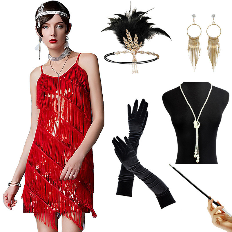 ชุดราตรีGasby ขนาดใหญ่ กะพริบแสงจากเลื่อม ทรงคอวี สำหรับเต้นรำลาตินและงานพิเศษ