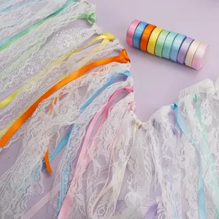 10THB ริบบิ้นผ้าซาติน กว้าง 2 ซม. ยาว 23 ม. ทำโบว์ ของขวัญ งาน DIY สีสวย พร้อมส่ง