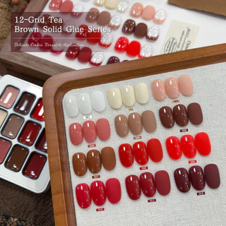 XEIJAYI - ยาทาเล็บเจลสีน้ำตาลและแดงเข้มข้น ชุด 12 สี เหมาะสำหรับใช้ในชีวิตประจำวัน