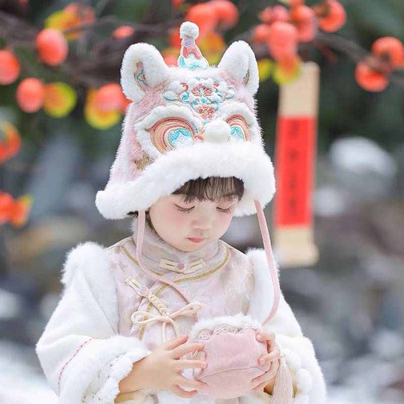 New Year Celebration New Year Children's plus Fluff Hat Embroidery Ear Protection Traditional Keep B