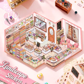 Idako [Xinmo Store Operation Series 1.0] 4 ชิ้นขนาดใหญ่สติกเกอร์ภูมิทัศน์ 3D จําลองธุรกิจรหัสสินค้า Decompression ตําแหน่ง SS831