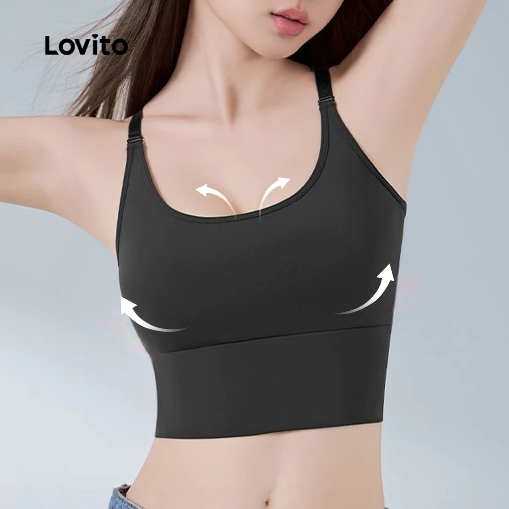 Lovito บราสปอร์ต ระบายอากาศ วิ่ง โยคะ LNA137045 thumbnail 4