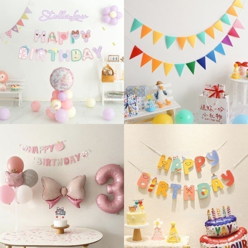 ธงอักษรHappbirthday  ธงวันเกิด ธงดอกเดซี่ ธงสีพาสเทล เด็กผู้ชาย เด็กผู้หญิง ธงแฟนซี - รูปที่ 4