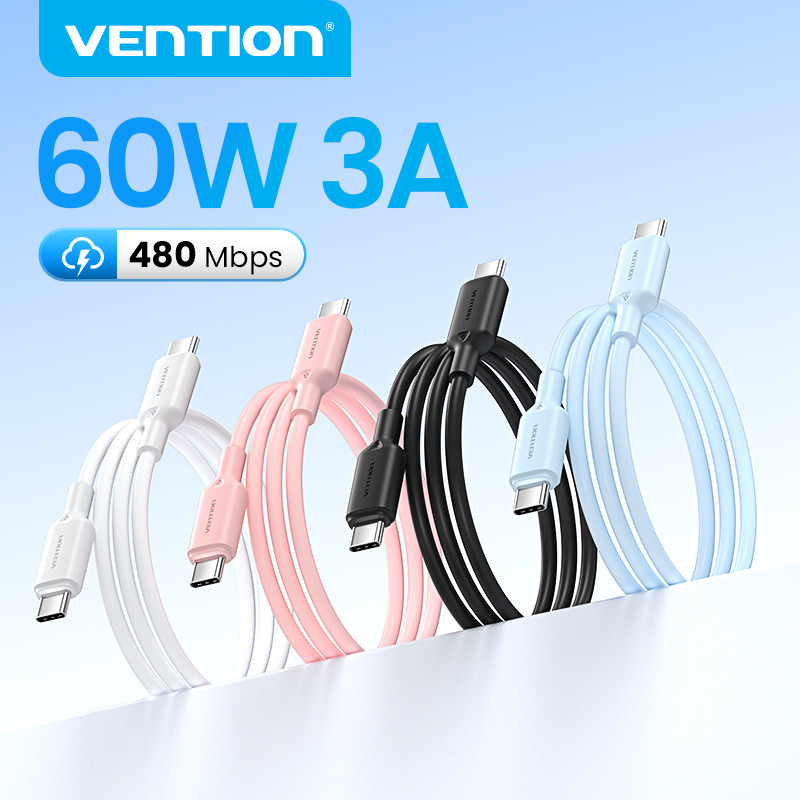 Vention สาย USB C ถึง USB C PD Fast Charger Type C 480Mbps เข้ากันได้ iPhone16/15 แล็ปท็อป
