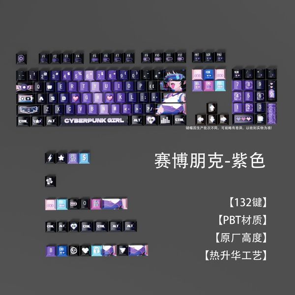 keycap คีย์แคปไทย คีย์แคป โรงงาน Cyberpunk Top Sublimation Four-Sided Transparent PBT Material MDA ค