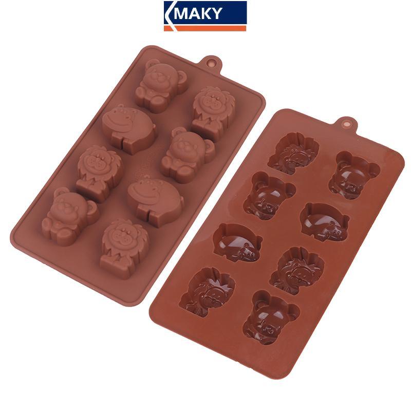 MAKY แม่พิมพ์ซิลิโคนสัตว์ Hippo Lion Bear Shape สบู่ช็อคโกแลตเค้ก DIY เครื่องครัว TH - รูปที่ 4