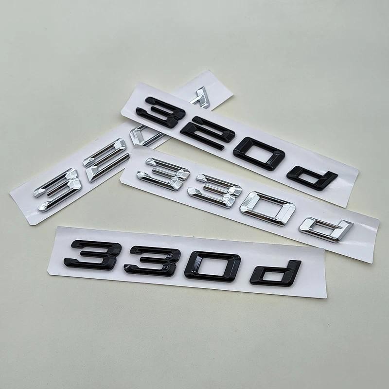 3D ABS Chrome สีดํารถตัวอักษรโลโก้ 320d สติกเกอร์ด้านหลัง Badge Emblem Decals สําหรับ BMW 320d 330d 