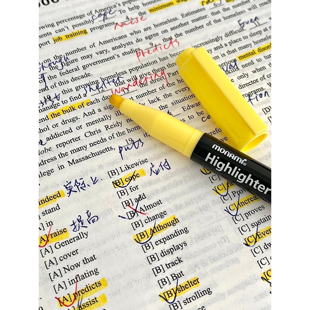 ไฮไลท์ปากกา ปากกาเน้นข้อความ Monami Monami, เครื่องหมายสีอ่อน, ปากกามาร์กเกอร์ที่สำคัญ, ปากกาบันทึกด