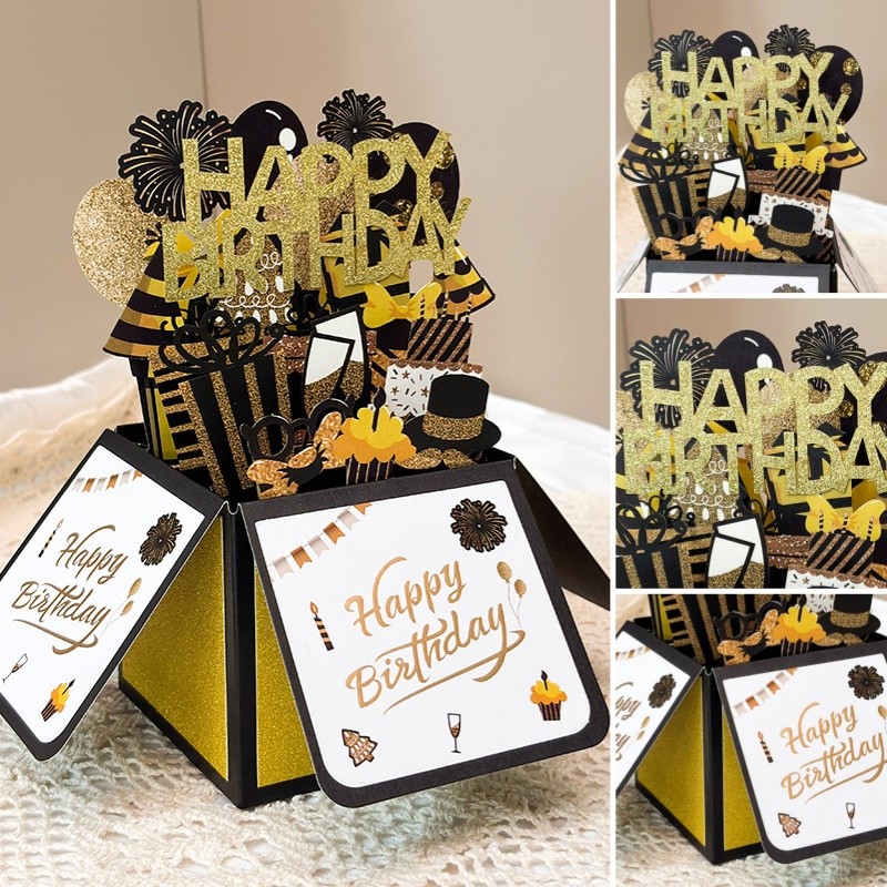 🎂สร้างสรรค์ pop up 3D การ์ดวันเกิด การ์ดอวยพรวันเกิด Birthday Card การ์ดป็อปอัพ ของขวัญวันเกิด