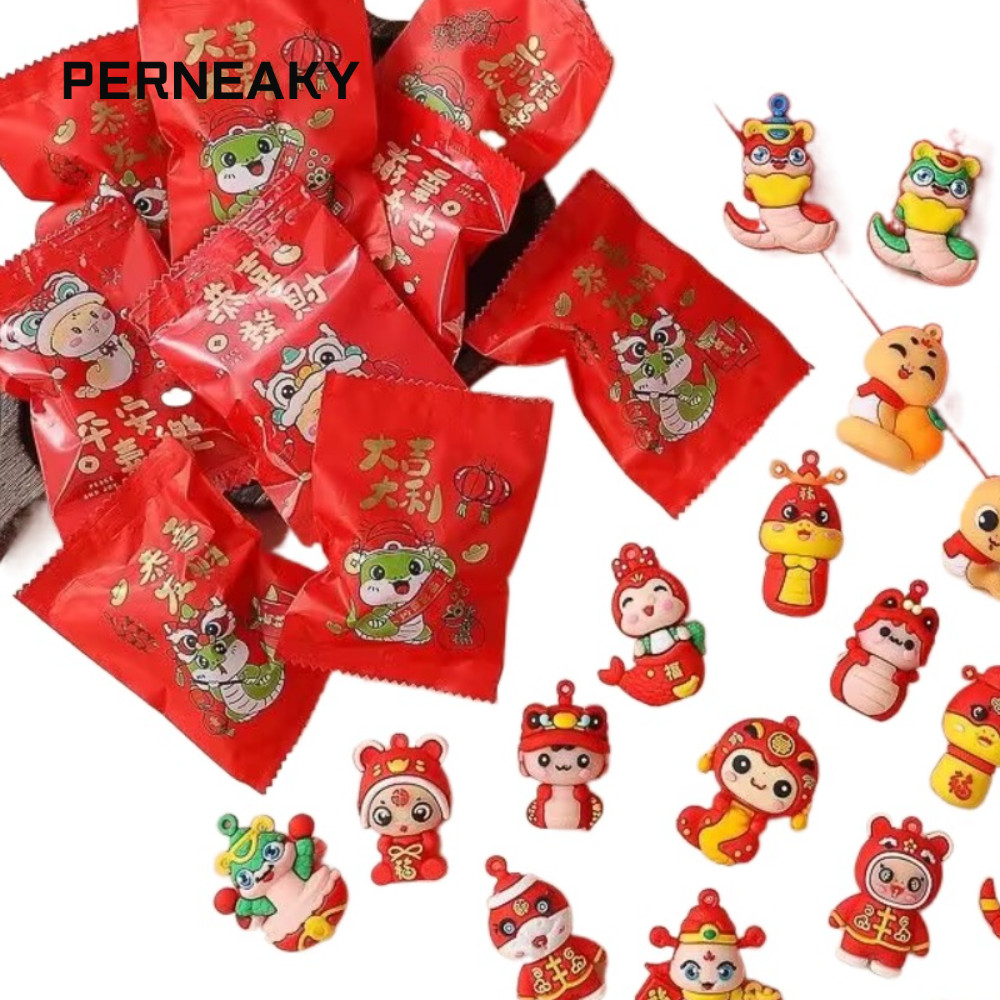 PERNEAKY งูขนาดเล็ก, Decompression Pinch Family Blind Bag, น่ารัก 5 ชิ้นงูน้อยตุ๊กตาพลาสติกเด็ก