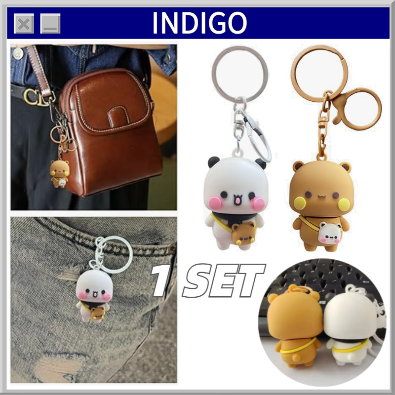 GANTUNGAN 2PCS พวงกุญแจห้อยกระเป๋า Bubu Dudu / คู่พวงกุญแจน่ารัก Bubu Dudu
