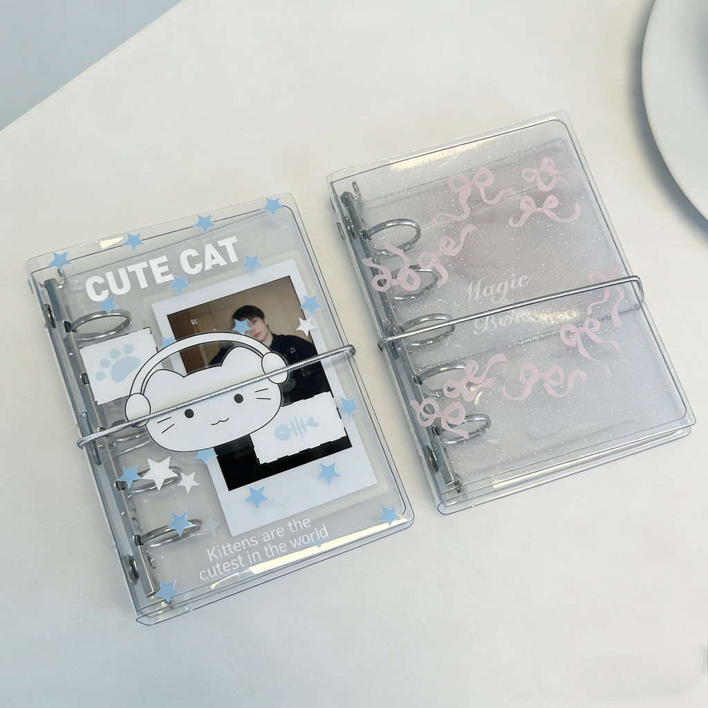 Insสไตล์ชุดหูฟังCat Bow m5 หนังสือหลวมPVC Hard Shell Handbook 10 ซม.อัลบั้มPhotocard Card Bookโน้ตบุ๊ค