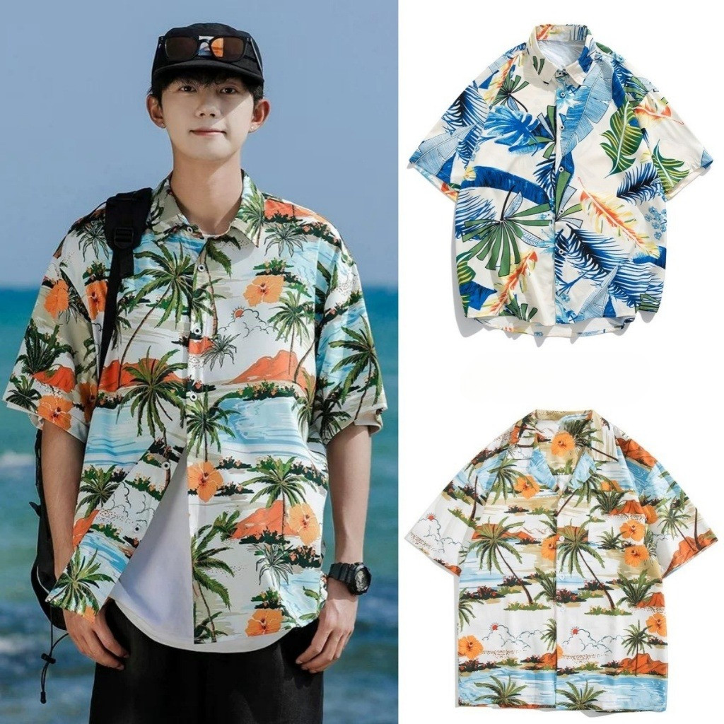 Chaistyle เสื้อฮาวาย เชิ๊ตลายชายหาด เทศกาลสงกรานต์ เชิ๊ตลายชายหาด ผู้หญิงผู้ชายใส่ได้ ผ้าแห้งเร็ว หลวมใส่สบาย