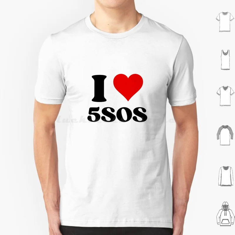 เสื้อยืด I Love 5sos สำหรับผู้ชาย ผู้หญิง เด็ก ไซส์ 6XL ลายหัวใจสีแดง 5sos I Love Luke Calum Michael