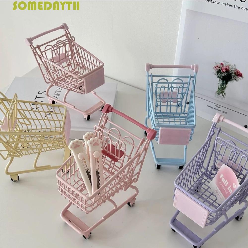 SOMEDAY Mini Storage Basket, Grocery Cart Model Shopping Cart Storage, Creative Organizer Hollow Cos