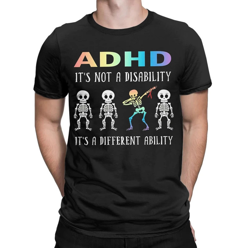 ทีเชิ้ต ADHD Iti S Not Disability แฟชั่น ทีเชิ้ตผู้ชาย คอตตอน คอ O ขนาดใหญ่ แขนสั้น สไตล์สตรีท