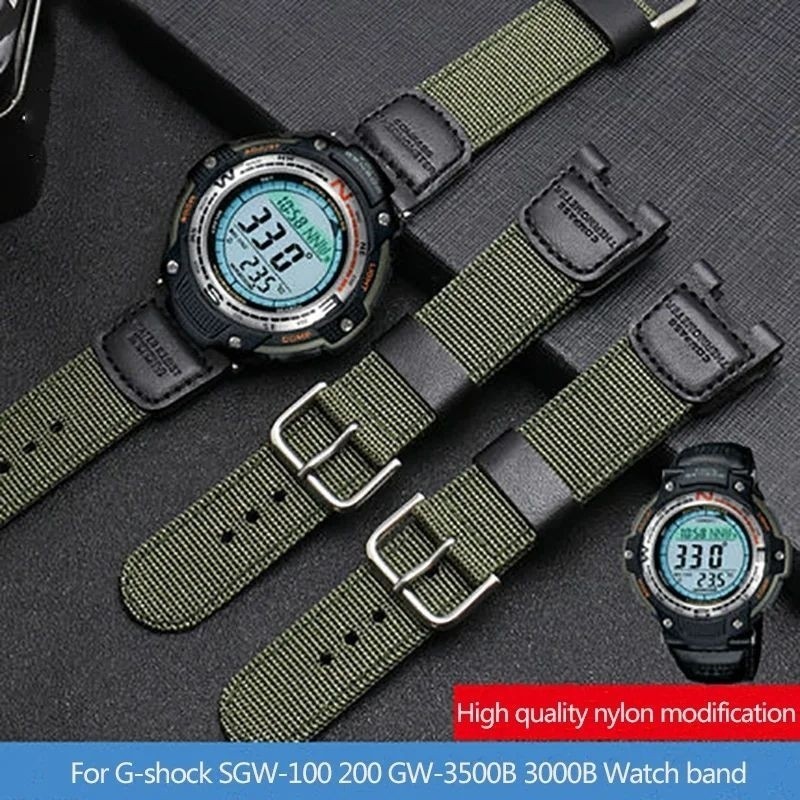 Casio G-Shock SGW 100 SGW-100 สายแคนวาส สายไนลอนระดับพรีเมียม